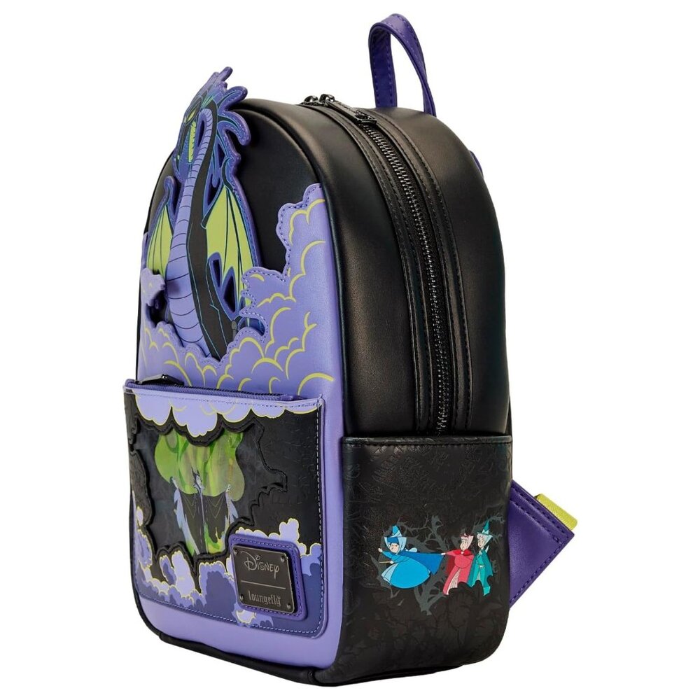 Loungefly Disney Maleficent Dragon Lenticular & Glow in the Dark Backpack NWT - Picture 4 of 10